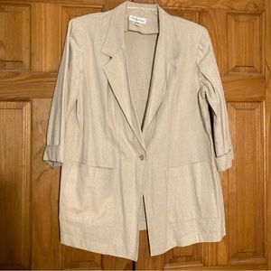 NWOT CD Daniels Vintage 90s Twill Blazer Tan Women's Size 1X